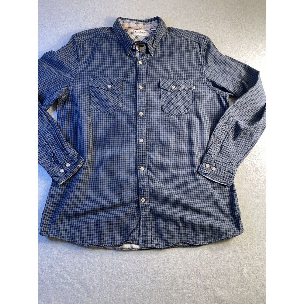 Timberland Men's Large Green Plaid Sherpa Lined Button Up Flipped Cuffs